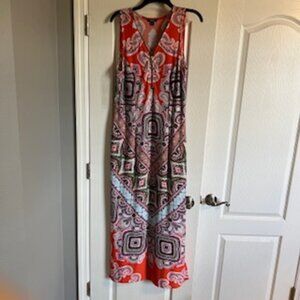 MSK Women's Printed Hardware Maxi Sleeveless Dress With Slits On Sides Medium